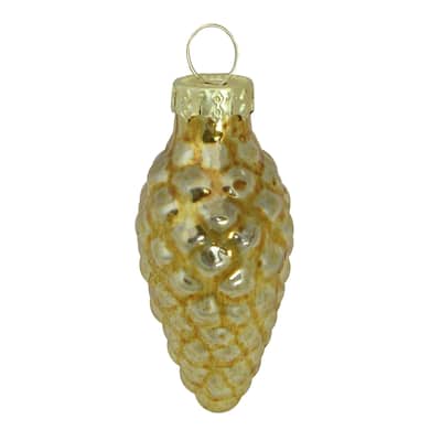 Shiny Finish Glass Christmas Pinecone Ornaments 1.75" (45Mm) Gold 56Ct