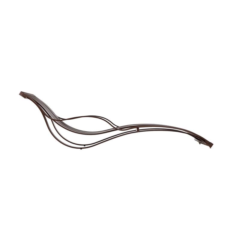 Industrial Style Aluminum Lounger with Slatted Details, Espresso Brown