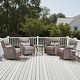 preview thumbnail 75 of 189, Pocassy Outdoor Wicker Sofa with Swivel Chair Fire Pit Table Furniture Set. Brown Wicker & Gray Cushion - 6 Pieces Swivel Chair Table with 6-In Cushion
