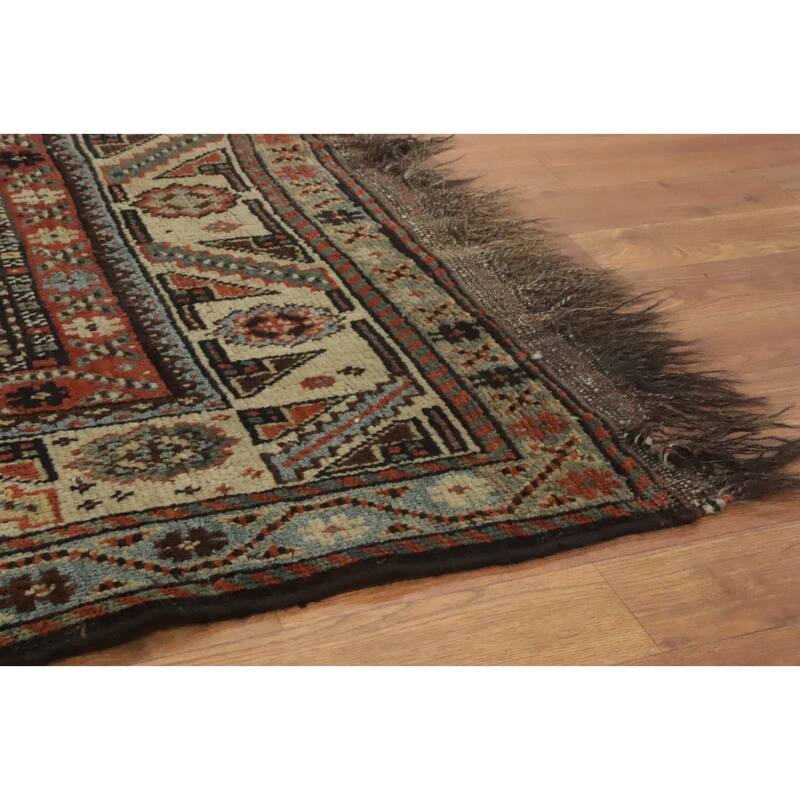 Hand Knotted Oriental 100% Wool Carpet Traditional Tribal Black Shiraz Area Rug - 8' 3'' X 4' 4''