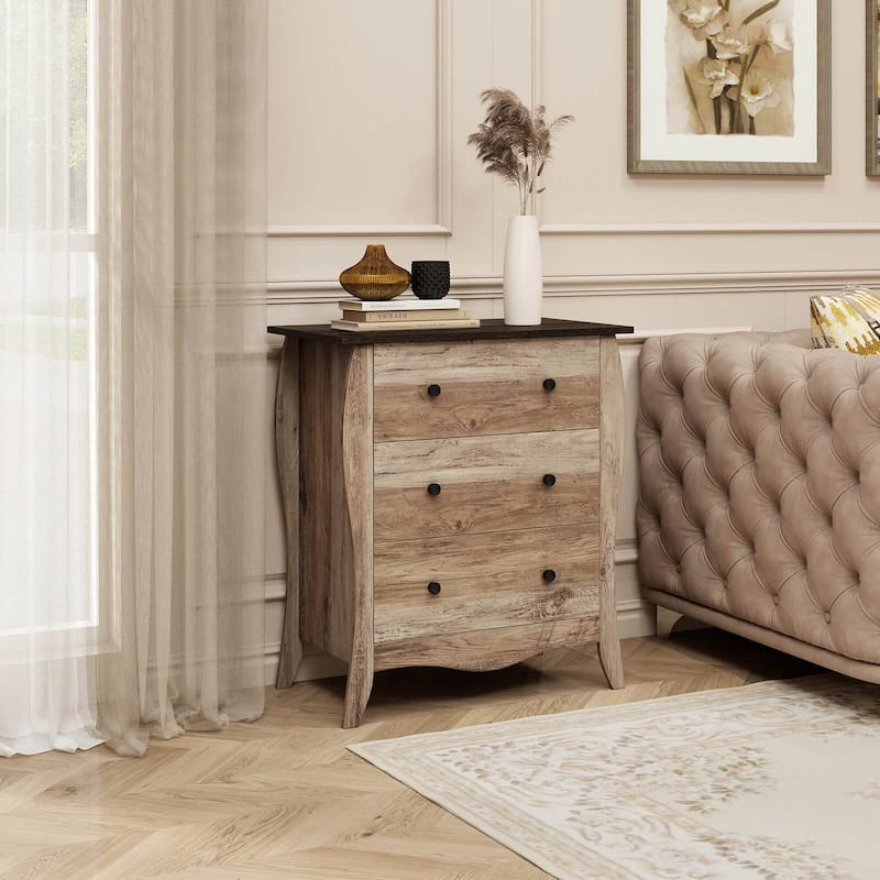 Costway 1/2 PCS 30" Farmhouse Chest of Drawers with 3 Folding Fabric