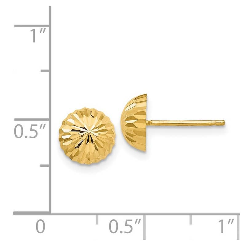 Curata 14k Yellow Gold Sparkle-Cut 8mm Domed Post Earrings