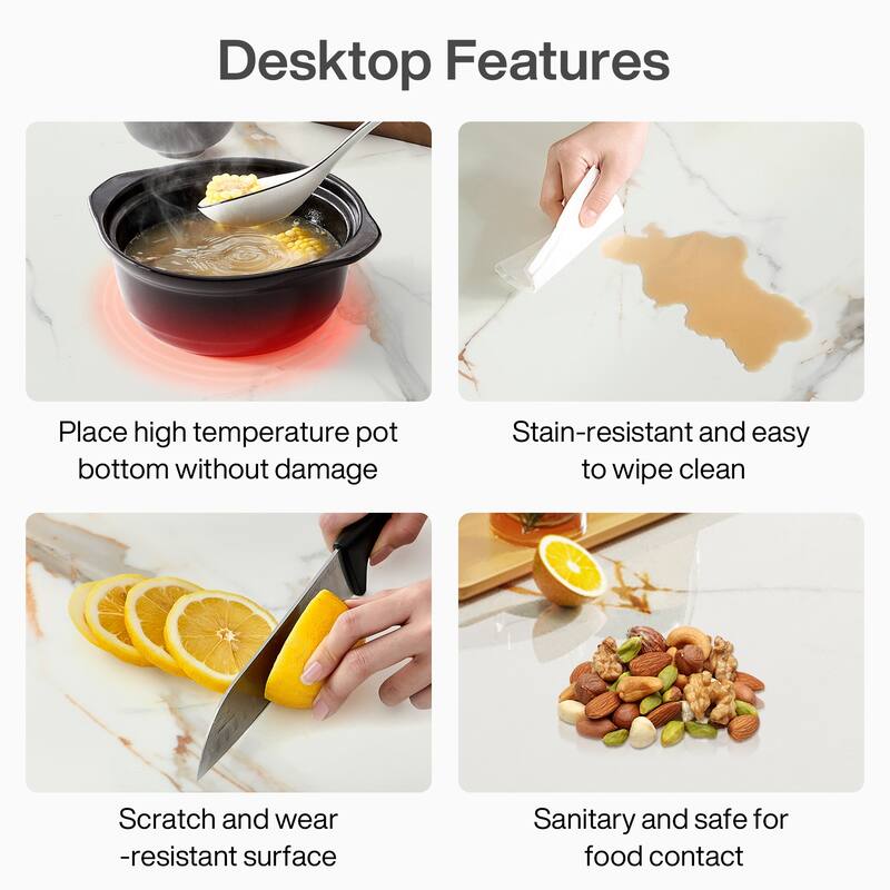 78.74" Large Modern Luxury Rectangle Dining Table, Kitchen Dinner Accent Table