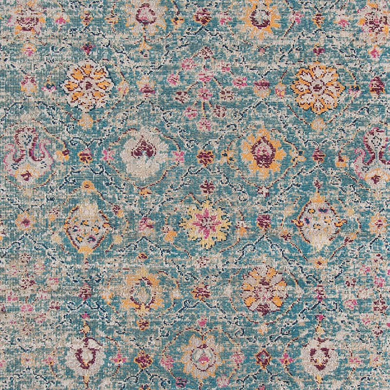 Ethereal Kimi Vintage Floral Turqouise Area Rug