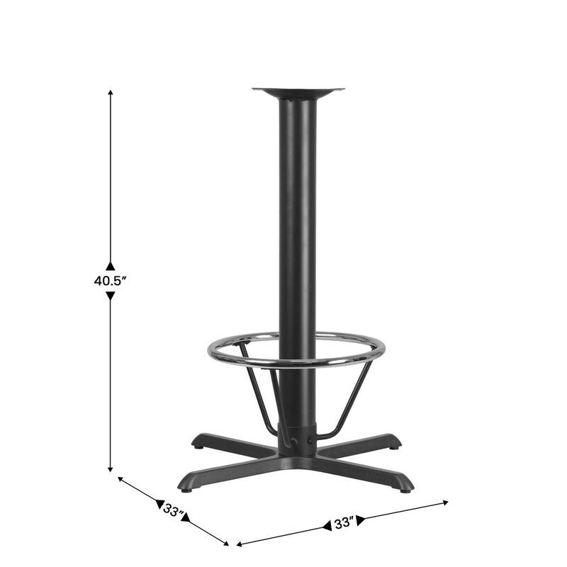 33" x 33" Restaurant Table X-Base with 4" Dia. Bar Height Column & Foot Ring