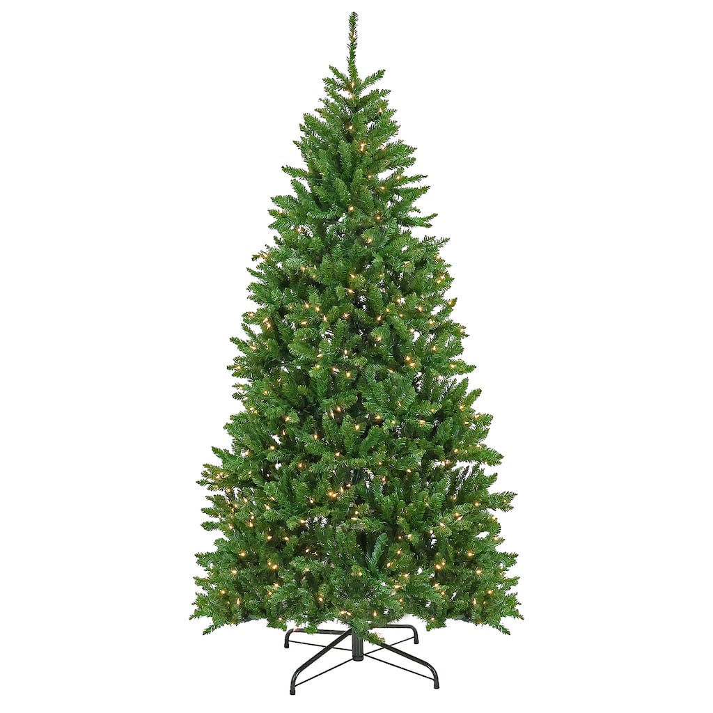 National Tree Company 7.5 ft. Chesterfield Spruce Hinged Tree with 600 Clear Lights - 7.5 Foot