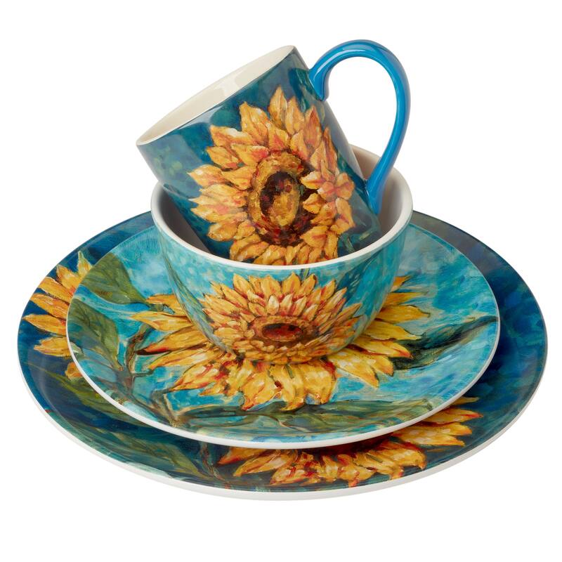 Certified International Golden Sunflowers 16-piece Dinnerware Set, Service for 4
