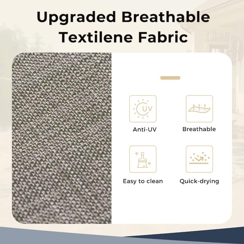 MAISON ARTS 5 Pieces Patio Dining Set, 4 Sling Dining Swivel Chairs and 37" Square Metal Table with Wood-Like Top