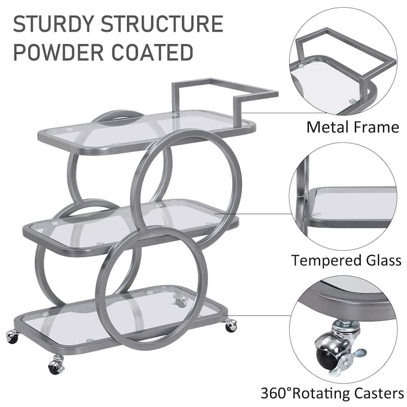 Metal Bar Cart Silver Bar Carts for the Home