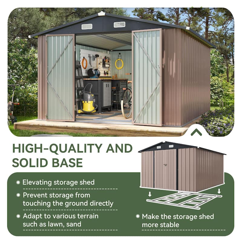 AOXUN Outdoor Storage Shed with Lockable Doors and Air Vents for Garden