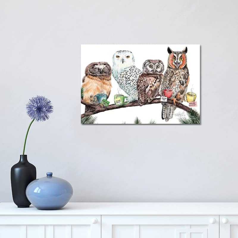 iCanvas "Tea Owls" by Holly Simental Canvas Print - 12x18x1.5