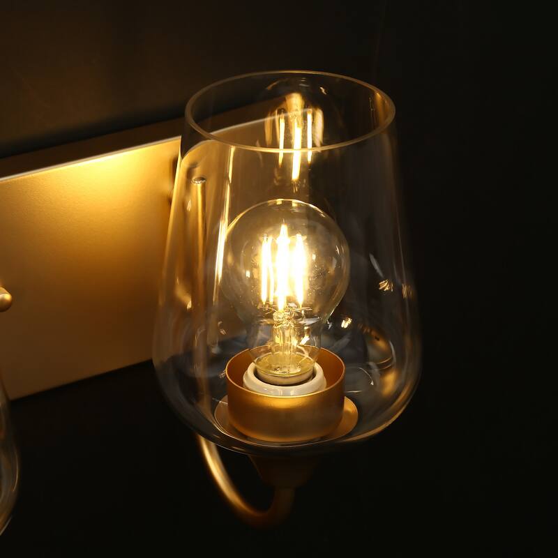 Modern Gold 3-Light Bathroom Vanity Light Designed Glass Wall Sconces - W21.9" * L9.8" * H6.7"