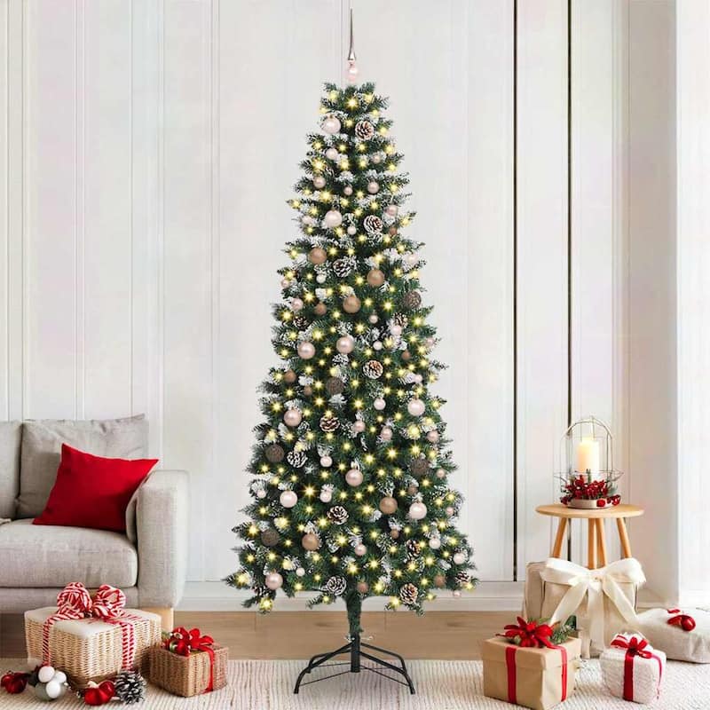vidaXL Artificial Christmas Tree with 300 LEDs Green 86 x 86 x 210 cm - 82.7