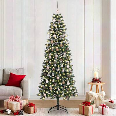 vidaXL Artificial Christmas Tree with 300 LEDs Green 86 x 86 x 210 cm - 82.7