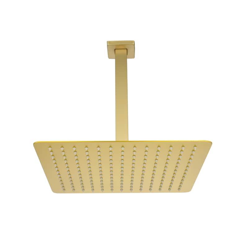 Rain Shower Head High Pressure Rainfall Showerhead Water Saving - Brushed Gold