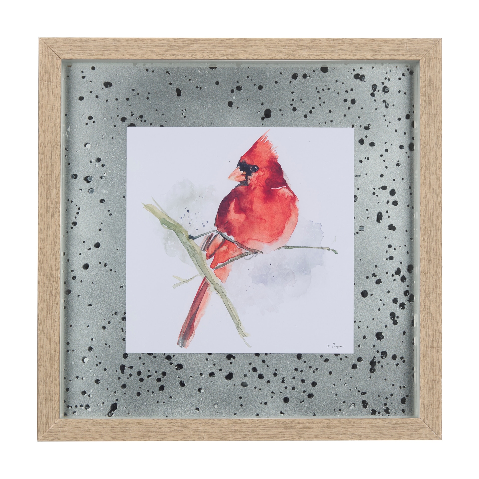 Cardinal I by Mercana Studio a Hand Embellished Textured Framed Art Print Matted under Glass