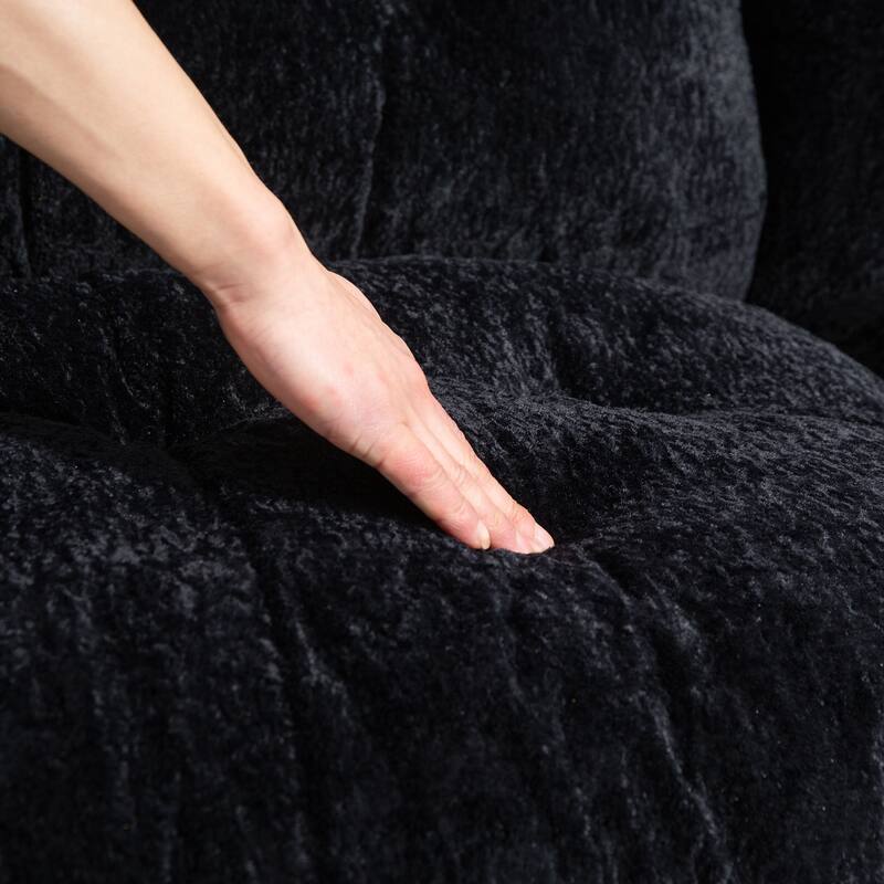 120.87" Chenille L-Shaped Sleeper Sectional Sofa with Ottoman