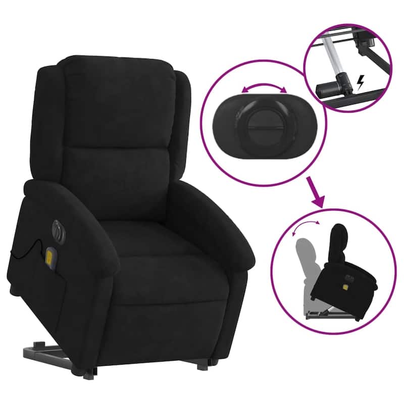 vidaXL Stand up Massage Recliner Chair Power Lift Wingback Armchair Velvet