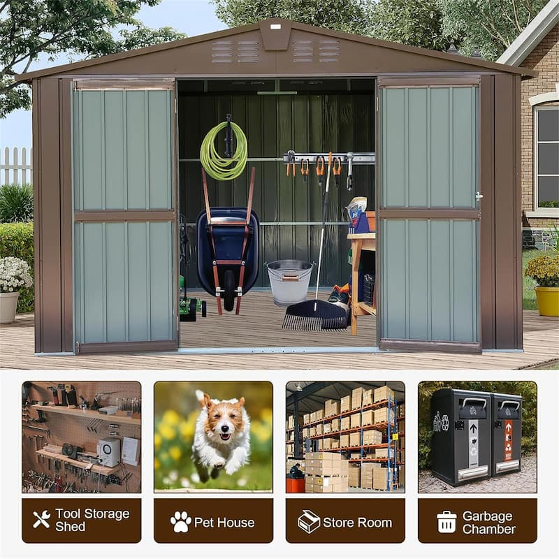 10 ft. W x 8 ft. D Metal Storage Shed with Double Door (80 sq. ft.)