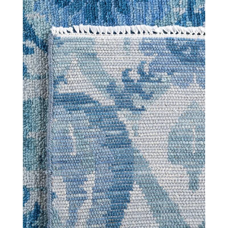 Modern One-of-a-Kind Handmade Area Rug - Gray, 7' 10" x 9' 10" - 7' 10" x 9' 10"