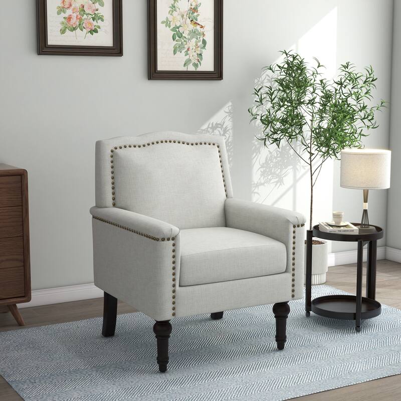 Modern Armchair Accent Chair Cotton Linen Living Room Chair