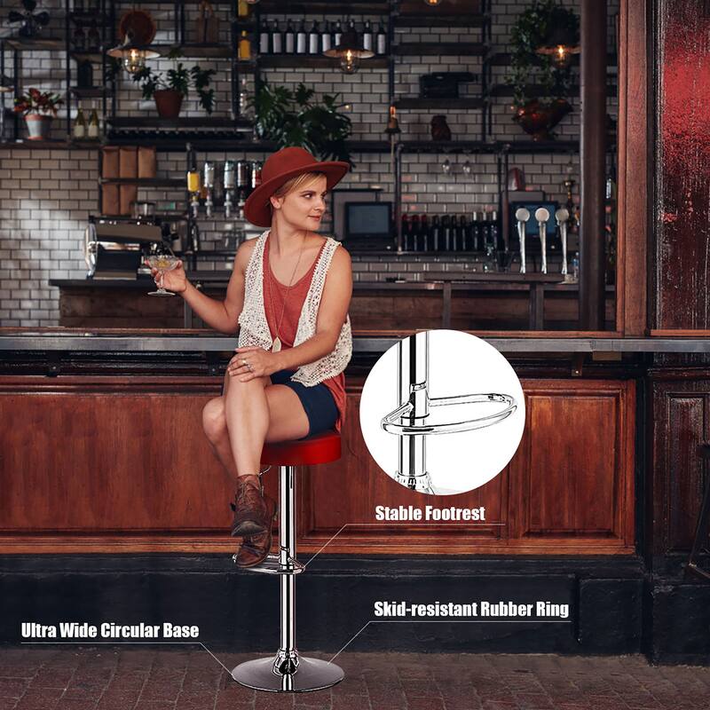 Costway Set of 2 Round Bar Stool Adjustable Swivel Pub Chair w/
