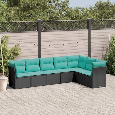 vidaXL Patio Sofa Set with Cushions Outdoor Furniture 8 Piece Poly Rattan