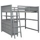 preview thumbnail 22 of 26, Wooden Full Size Loft Bed with Drawers and Desk, Platform Bed with Shelves