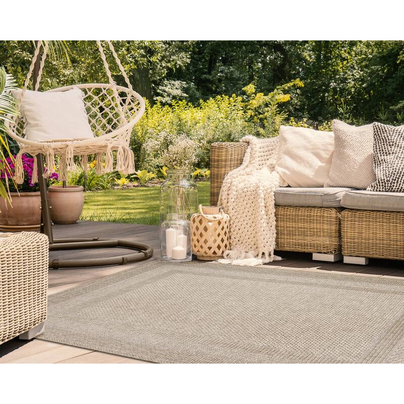 Liora Manne Orly Border Indoor/Outdoor Rug - 3'3" x 4'11" - Beige/Natural