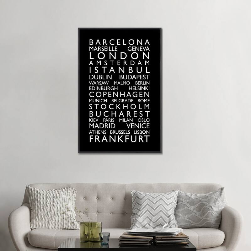iCanvas "World Cities Bus Roll II" by Michael Tompsett Framed