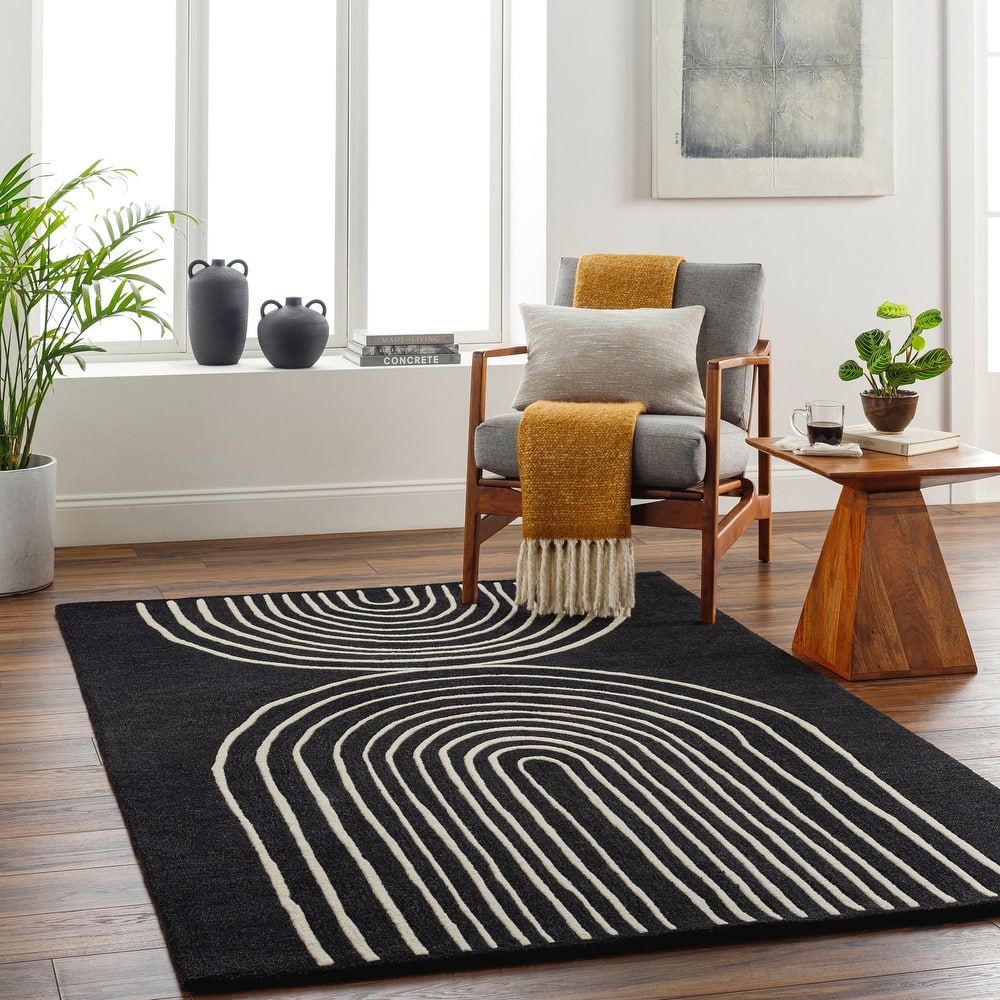 Banastre Handmade Arched Stripes Wool Area Rug