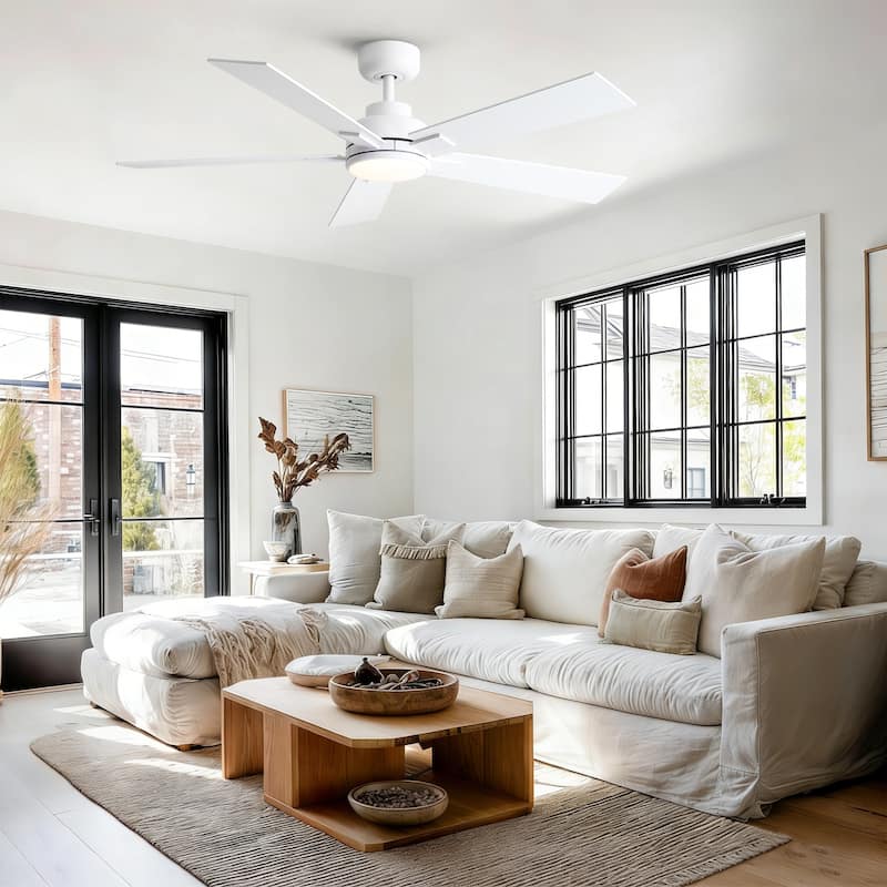 Cusp Barn 52" Modern Ceiling Fan with Light and Remote, LED Integrated Dimmable Reversible DC Motor Ceiling Fan for Living Room