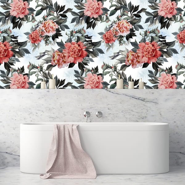 Shop Dondules Red And Pink Peonies Removable Wallpaper 24 Inch