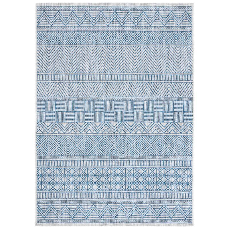 SAFAVIEH Courtyard Rozenn Indoor/ Outdoor Waterproof Patio Backyard Rug - 2' x 3'7" - Grey/Navy