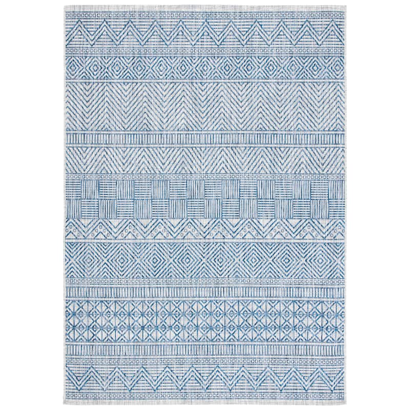 SAFAVIEH Courtyard Zorana Indoor/ Outdoor Waterproof Patio Backyard Rug - 2' x 3'7" - Grey/Navy
