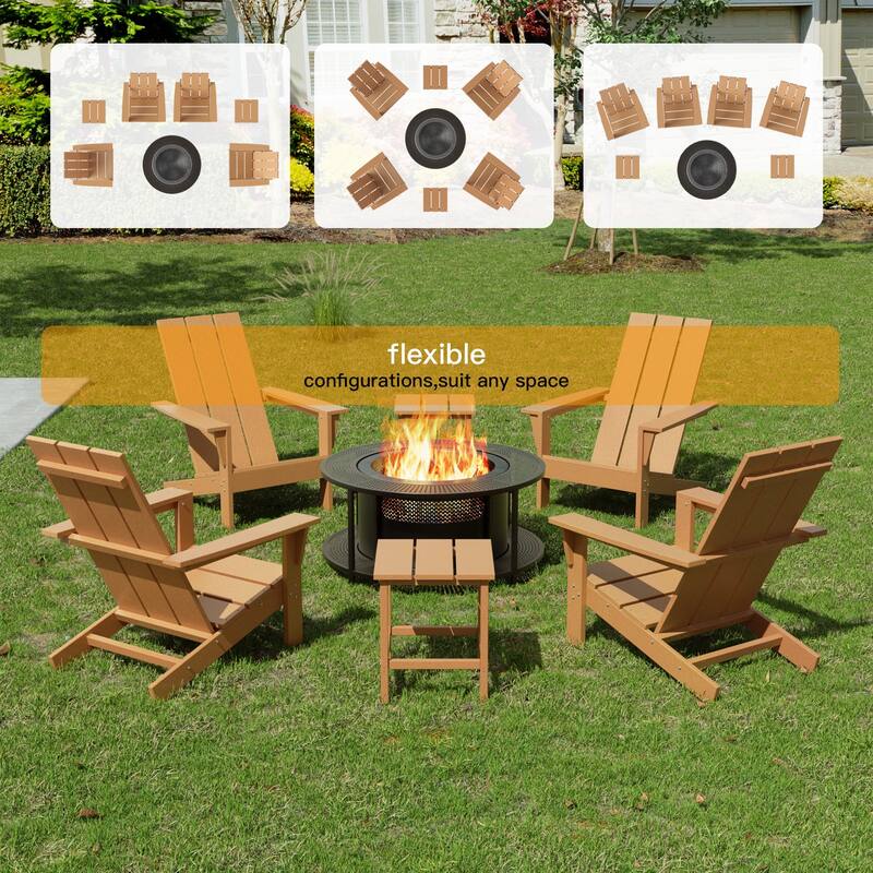 Kullavik 7-piece Adirondack Chair and Smokeless Fire Pit Table Set