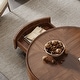 preview thumbnail 15 of 17, Mid-Century Modern Round Walnut Wood Coffee Table for Small Spaces & Apartments