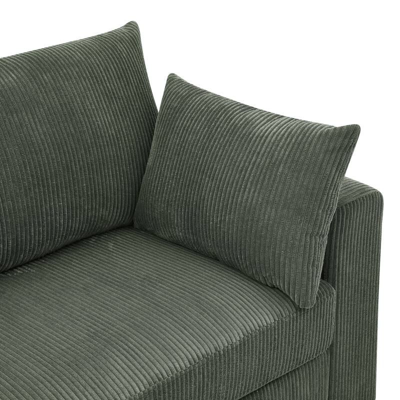 Coastal Haven Corduroy Sofa,Deep Seat Cushions And Overstuffed Back Pillows
