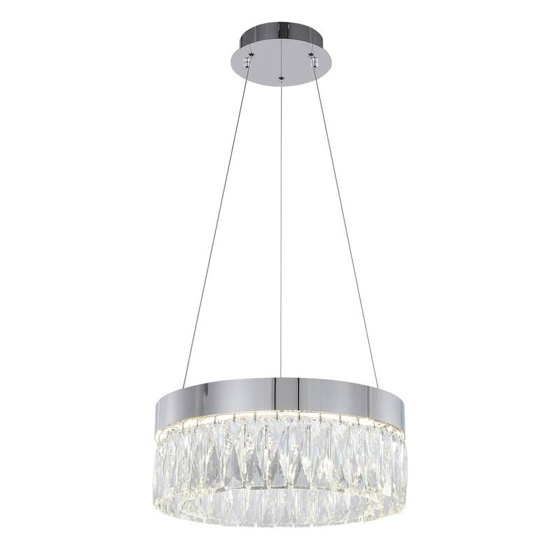 Antique Chandelier - Chrome Finish, Adjustable Cord, Round Design, 16 Inch Diameter - 6