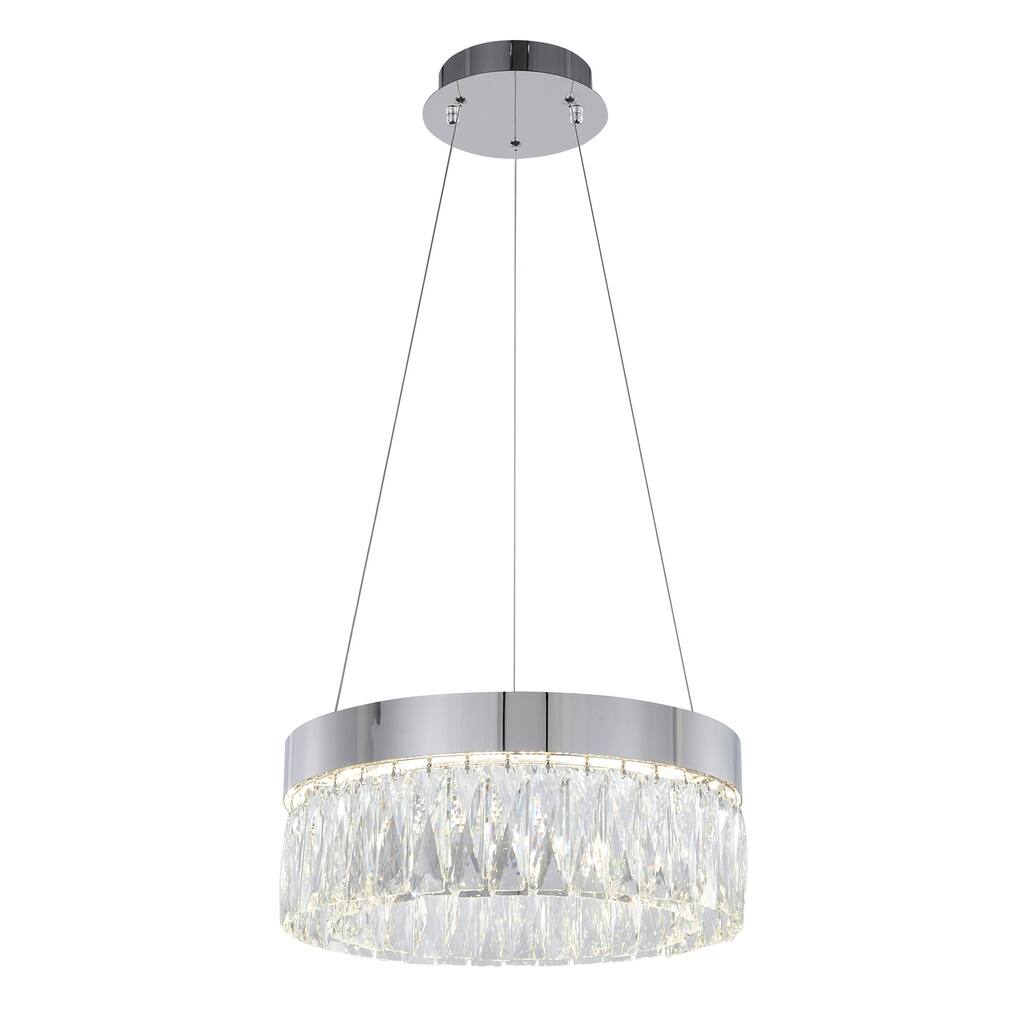 Antique Chandelier - Chrome Finish, Adjustable Cord, Round Design, 16 Inch Diameter - 6