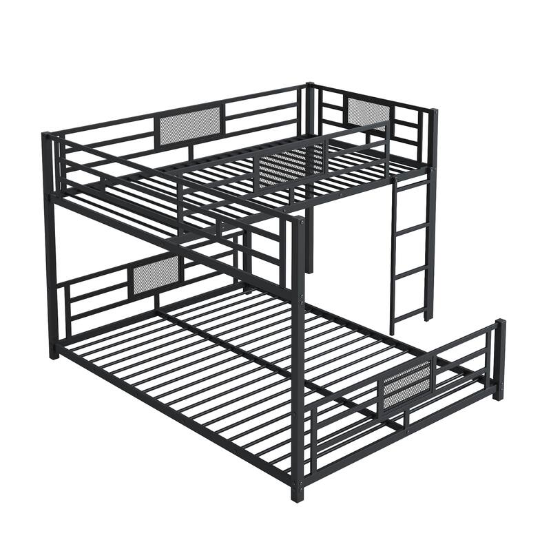 L-Shaped Twin Over Full Metal Bunk Bed in Black