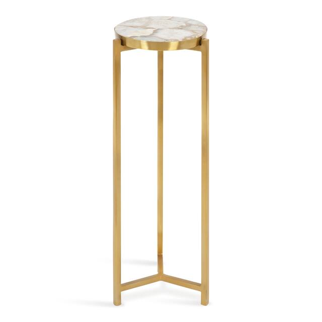 Kate and Laurel Aguilar Glam Drink Table - 8x8x23 - Natural/Gold