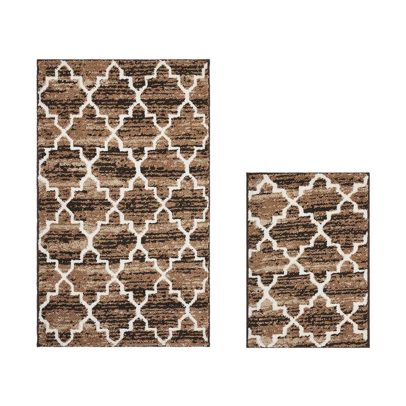 Better Trends Savio Collection 100% Micro Polyester Rectangle Soft Plush & Absorbent Water Machine Washable 2 Piece Bath Rug Set
