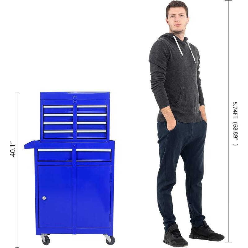 5 Drawer Detachable Tool Cabinet with Moving Wheel 2 Brakes, Tool Box - 5-Drawer