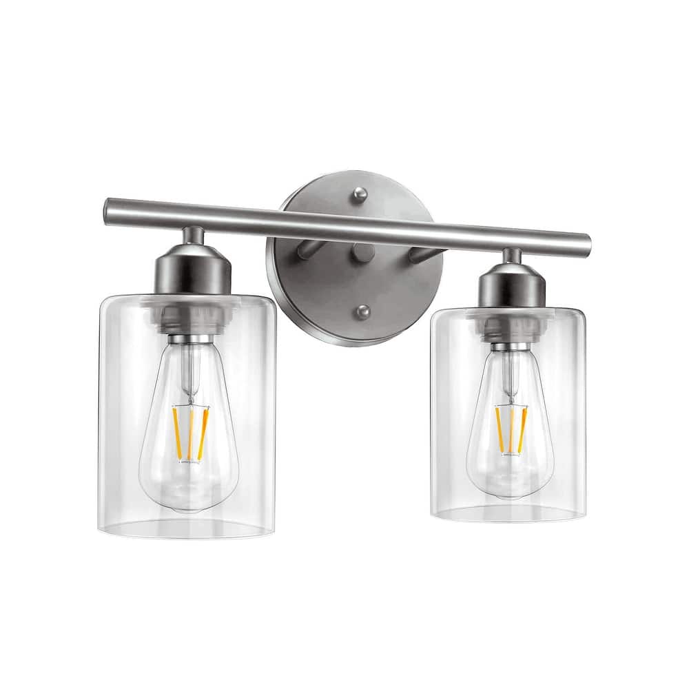 2-Light Dimmable Bathroom Vanity Light With Glass Shade