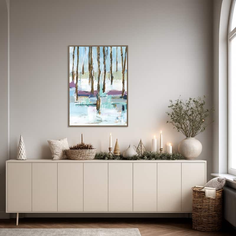 Pastel Forest II by Ethan Harper Framed Canvas Wall Art Print - Sylvie Dark Gold