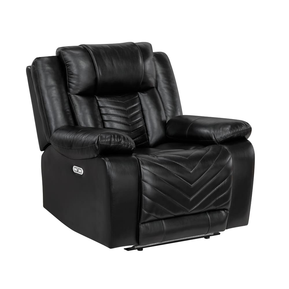 Fremont & Park Ridge 40" Faux Leather Power Recliner - LED and Charging Ports