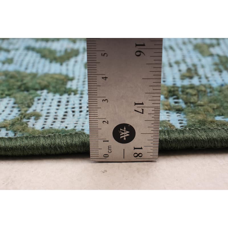 ECARPETGALLERY Hand-knotted Color Transition Green, Teal Wool Rug - 2'4 x 10'4