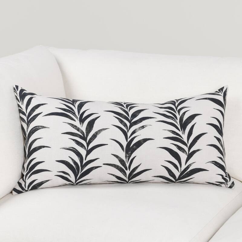 Villa by Classic Home Alula Cotton Fabric Throw Pillow - Black/White - 14x26