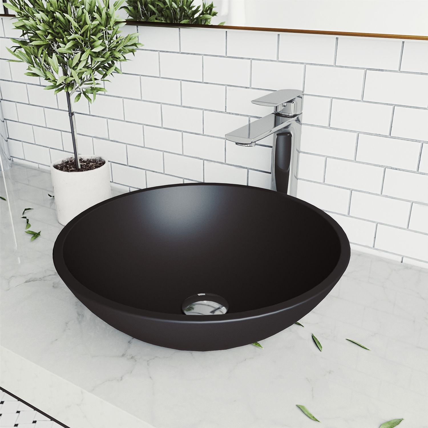 Vigo Cavalli 15" Circular Glass Vessel Bathroom Sink